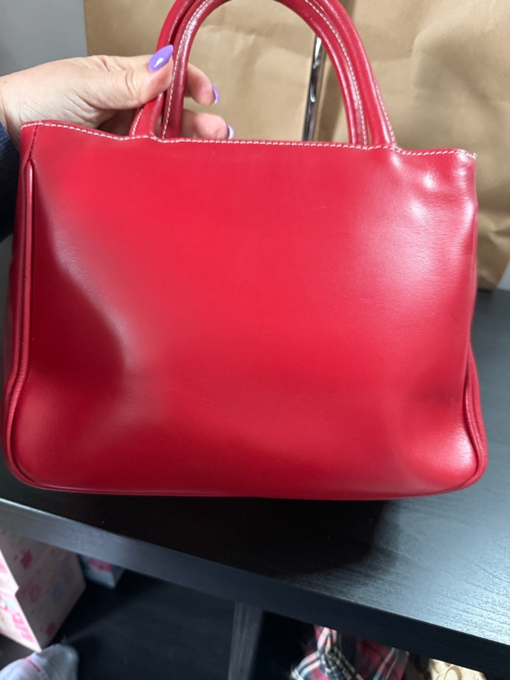 Furla Red Leather Shoulder Tote with Crossbody Strap - Picture 11 of 14
